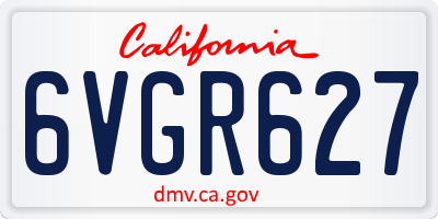 CA license plate 6VGR627