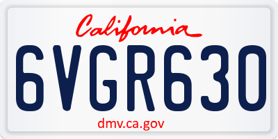 CA license plate 6VGR630