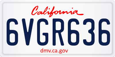 CA license plate 6VGR636