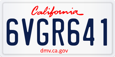 CA license plate 6VGR641