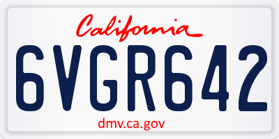 CA license plate 6VGR642