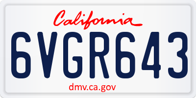 CA license plate 6VGR643
