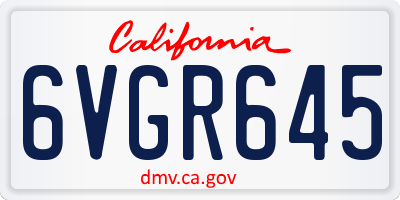 CA license plate 6VGR645