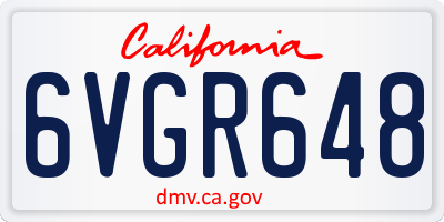 CA license plate 6VGR648