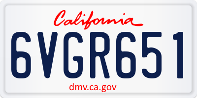 CA license plate 6VGR651