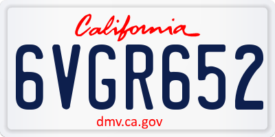 CA license plate 6VGR652
