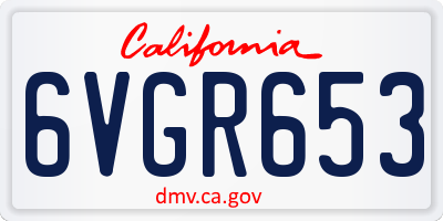 CA license plate 6VGR653