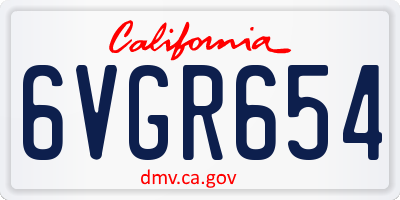 CA license plate 6VGR654