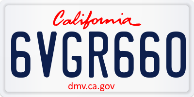 CA license plate 6VGR660