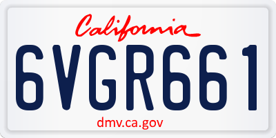 CA license plate 6VGR661