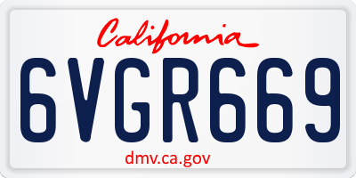 CA license plate 6VGR669