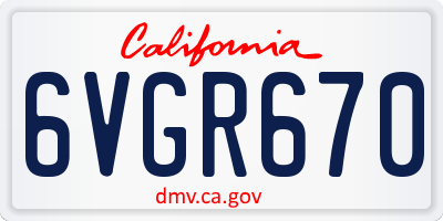 CA license plate 6VGR670