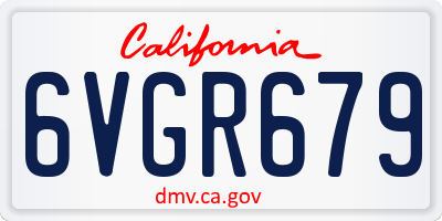 CA license plate 6VGR679