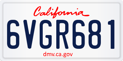 CA license plate 6VGR681