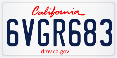 CA license plate 6VGR683