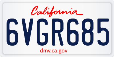 CA license plate 6VGR685