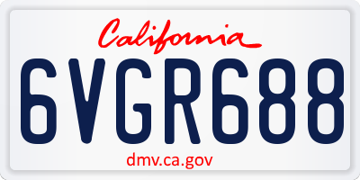 CA license plate 6VGR688