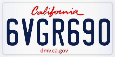 CA license plate 6VGR690