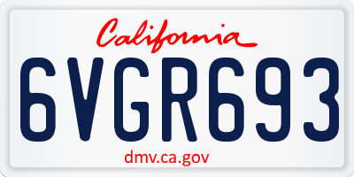 CA license plate 6VGR693