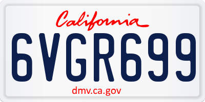 CA license plate 6VGR699