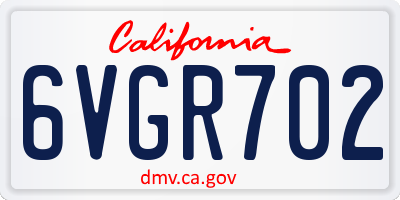 CA license plate 6VGR702