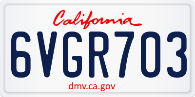 CA license plate 6VGR703