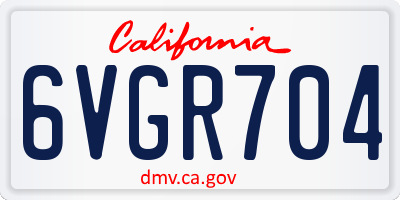 CA license plate 6VGR704