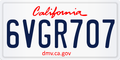CA license plate 6VGR707