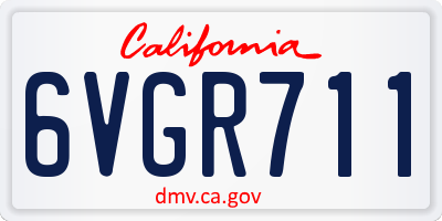 CA license plate 6VGR711