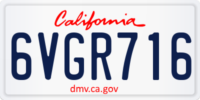 CA license plate 6VGR716
