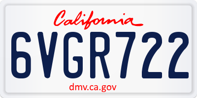 CA license plate 6VGR722