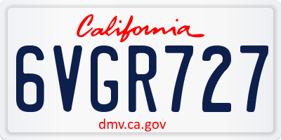 CA license plate 6VGR727