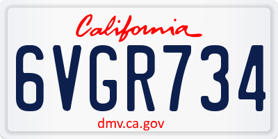 CA license plate 6VGR734