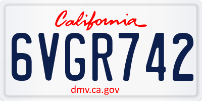 CA license plate 6VGR742