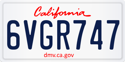 CA license plate 6VGR747