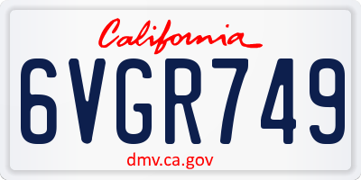 CA license plate 6VGR749