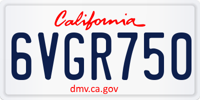 CA license plate 6VGR750