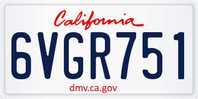 CA license plate 6VGR751