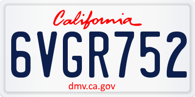 CA license plate 6VGR752