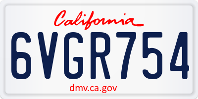 CA license plate 6VGR754