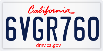 CA license plate 6VGR760