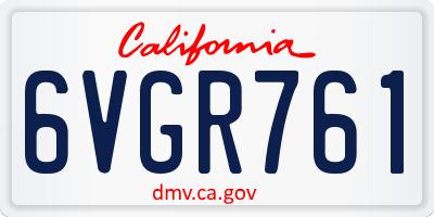 CA license plate 6VGR761