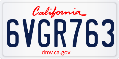 CA license plate 6VGR763