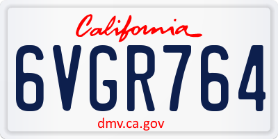 CA license plate 6VGR764