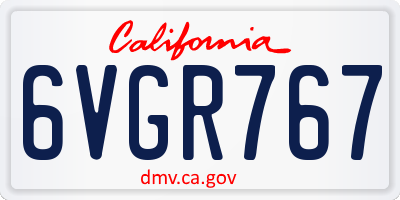 CA license plate 6VGR767
