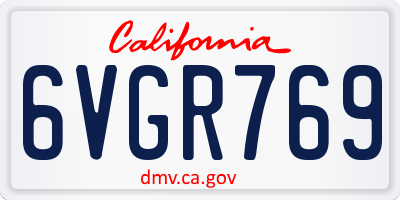 CA license plate 6VGR769