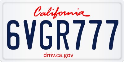 CA license plate 6VGR777