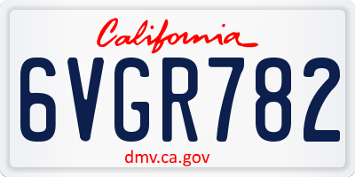 CA license plate 6VGR782