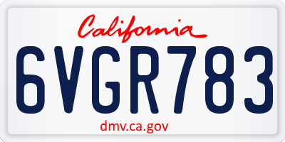 CA license plate 6VGR783