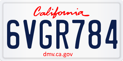 CA license plate 6VGR784
